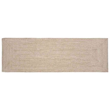 Tepih isprepleteni, dimenzije 80 × 200 cm, juta, prirodna i bijela