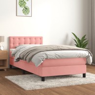 Box spring krevet s madracem ružičasti 100x200 cm baršunasti