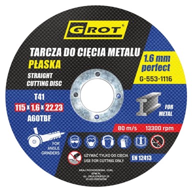 Rezne ploče T1A G-553-1116, 115 × 1,6 × 22 mm, 10 kom.