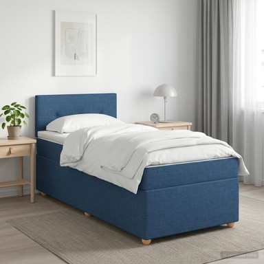 Boxspring krevet s madracem 90 x 190 cm od tkanine, plavi