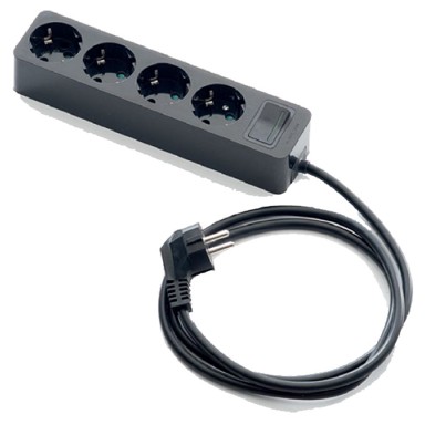 FAMATEL Produžni kabel 4 utičnice, 1,5 m, s prekidačem, crni, 1,5 mm² - 2628N-PK4/1.5