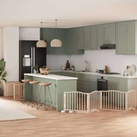 Vrata za pse s vratašcima sklopiva, 10 panela, prirodna, drvo topole, 800 cm (80×60×2 cm)