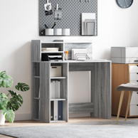 Radni stol s policama 90x48x101,5 cm od konstruiranog drva, sivi