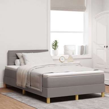 Box spring krevet 120x190 cm, sivo-smeđa, tkanina