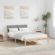 Okvir kreveta s uzglavljem, smeđi-svijetlo sivi, 120 x 200 cm