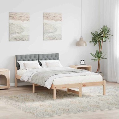 Okvir kreveta s uzglavljem, smeđi-svijetlo sivi, 120 x 200 cm