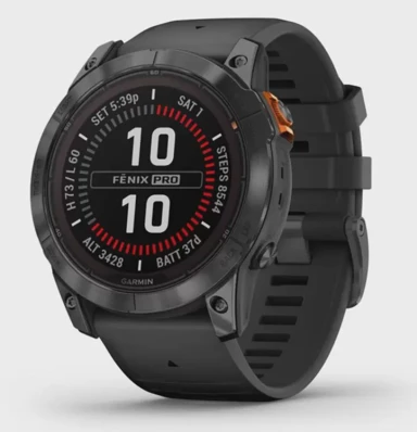 GARMIN Pametni sat Fenix 7X Pro Solar tamnosivi s crnim remenom
