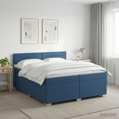 Boxspring krevet s madracem 200 x 200 cm, tkanina, plavi