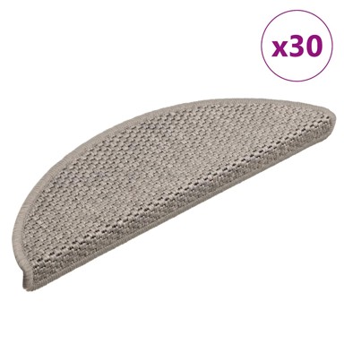 Prostirka za stepenice, 30 kom, 56 x 17 x 3 cm, samoljepljiva, izgled sisala, srebrna