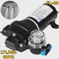 VEVOR Dijafragmska vodena pumpa FL-30 FL-40, 12 V, 10–17 L/min, 17–40 PSI, crna