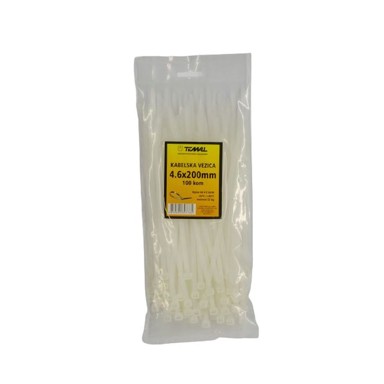 TEMAL Kabelska vezica, plastična 4.6X200mm 100/1, bijela