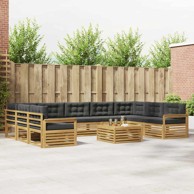 Set vanjskih sofa 10 kom, čvrsto drvo akacije, bijela i antracit