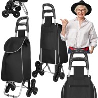 SPRINGOS Kolica za kupovinu, crna