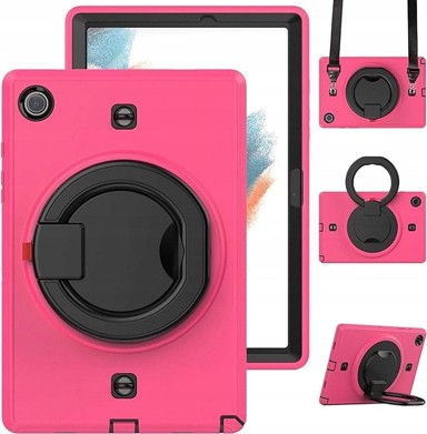 NIKCORP Robusna zaštitna maska za Samsung Galaxy Tab A8 X200 s rotirajućim stalkom i ručkom otporna na udarce, roza