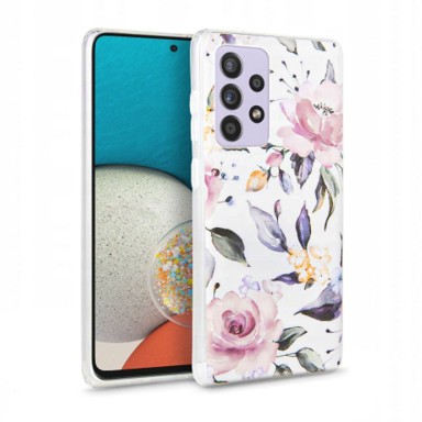 TECH-PROTECT Silikonska maskica Floral, za Samsung Galaxy A53 5G, bijela