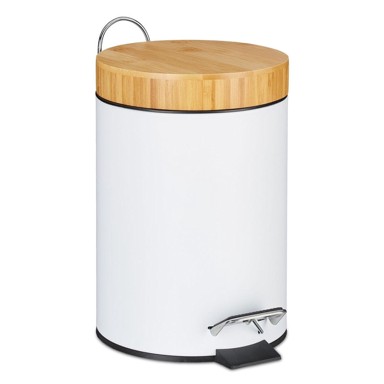 NORTHIX Kanta s pedalom, 3 L, mat metal, bambusov poklopac