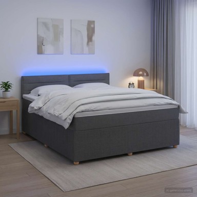 Boxspring krevet s madracem 180 x 200 cm, tkanina, tamnosivi
