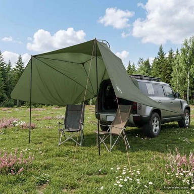 Šator za auto, 350 x 250 cm, poliester i čelik, maslinastozeleni