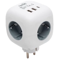 HOME Strujni razdjeljnik 3 x utičnice + 3 x USB, kocka