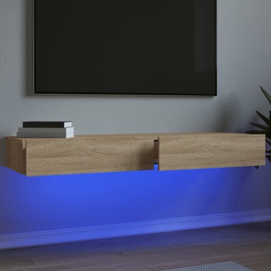 TV ormarići s LED svjetlima, 2 komada, boja hrasta, 60 x 35 x 15,5 cm
