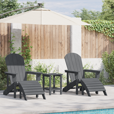 Set od 3 vrtni lounge set, HDPE, svjetlosiva  