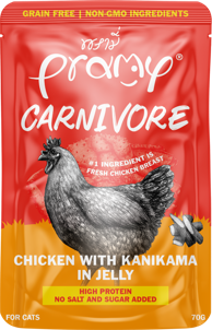 PRAMY CAT Hrana Carnivore, piletina s preljevom od rakovih štapića u želeu, 70 g