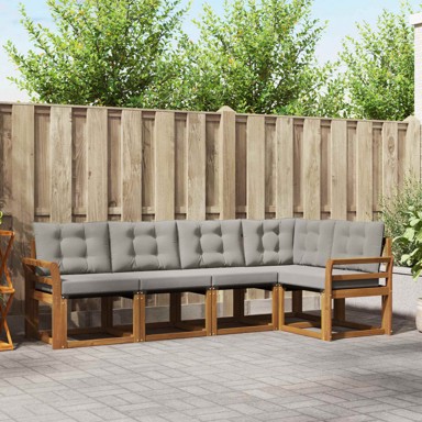 Set vanjskih sofa s jastucima, 5 kom, prirodna, svijetlosiva