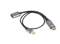 LANBERG Adapter HDMI na DisplayPort 4K (kabel 20 cm), srebrna