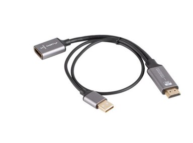 LANBERG Adapter HDMI na DisplayPort 4K (kabel 20 cm), srebrna