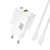 DUDAO Punjač zidni USB-C + USB-A PD QC 35W s kabelom, bijeli