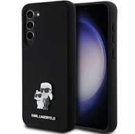 KARL LAGERFELD Zaštitna futrola Silicone Karl&Choupette Metal Pin, za Samsung Galaxy S23+, crna