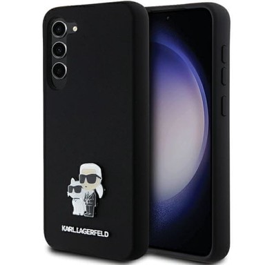 KARL LAGERFELD Zaštitna futrola Silicone Karl&Choupette Metal Pin, za Samsung Galaxy S23+, crna