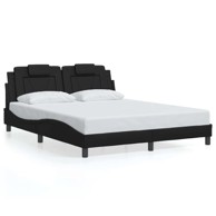 Okvir kreveta s LED svijetlima, crni, 160 x 200 cm, od umjetne kože