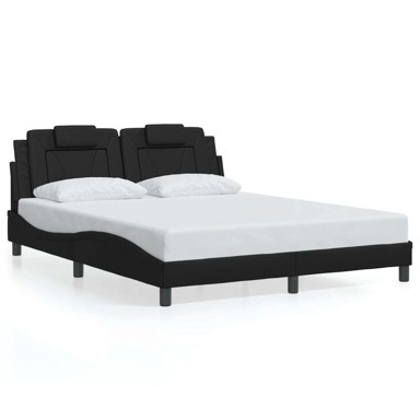 Okvir kreveta s LED svijetlima, crni, 160 x 200 cm, od umjetne kože