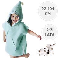 BABYU Pončo za kupanje, s kapuljačom i džepovima, 92-104 cm, pamuk-muslin