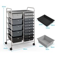 COSTWAY Organizacijska kolica s 15 ladica, crno-siva