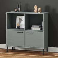 Regal za knjige s metalnim nogama sivi 90x35x90,5 cm drvo OSLO