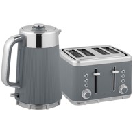 HOMESTAR Set za doručak s kuhalom za vodu 1,7 L i tosterom za 4 kriške, sivi