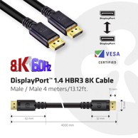 CLUB3D DisplayPort kabel, DisplayPort 1.4, 4 m, 8K