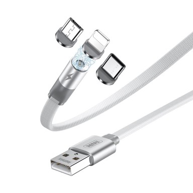 REMAX Magnetski USB kabel + komplet utikača Lightning , USB kabel tip C , mikro USB kabel, 2.1 A, 1 m, bijeli
