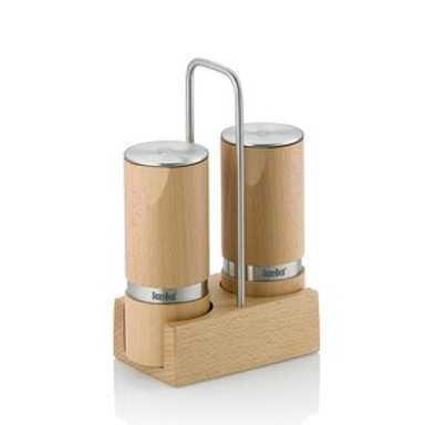 KELA Set za sol i papar Kauri, s stalkom, 13 × 7 × 19 cm, bukva, svijetlosmeđa