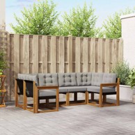 Set vanjskih sofa, 6 kom, s jastucima, prirodna i svijetlo siva