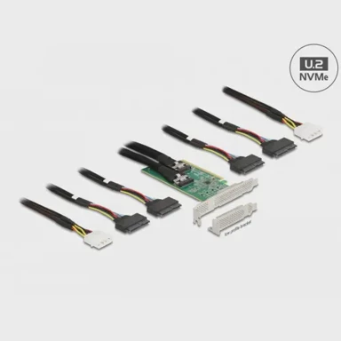 DELOCK PCIe kartica PCI Express 4.0 x16 na 4× SFF-8639 NVMe, bifurkacija, low profile