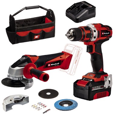 EINHELL Akumulatorska bušilica + kutna brusilica Li kit TE-TK 18/2 (CD+AG)