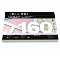 FABRIANO Papir Colore, A4, 160 g, miješane pastelne boje, 100 listova