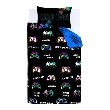 CATHERINE LANSFIELD Dječja posteljina za bračni krevet 200x200 cm Game Over, crna