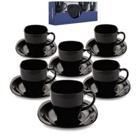 LUMINARC Šalice za kavu s tanjurićima CARINE, zapremnina 220 ml, crna boja, 6 kom
