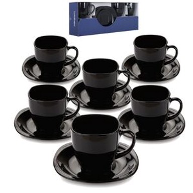 LUMINARC Šalice za kavu s tanjurićima CARINE, zapremnina 220 ml, crna boja, 6 kom