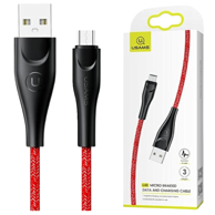 USAMS Pleteni kabel U41 microUSB 3m2A crveni brzo punjenje