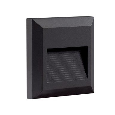 Zidna svjetiljka, crna, 2W, IP65, neutralno bijela